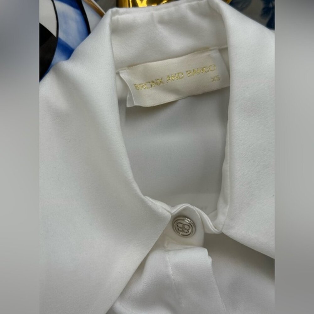 🆕 BRONX & BANCO 🧿 NWOT Blair Ivory White Shirt Blouse, Snap Cuffs - Sz XS US 2 - Picture 13 of 14
